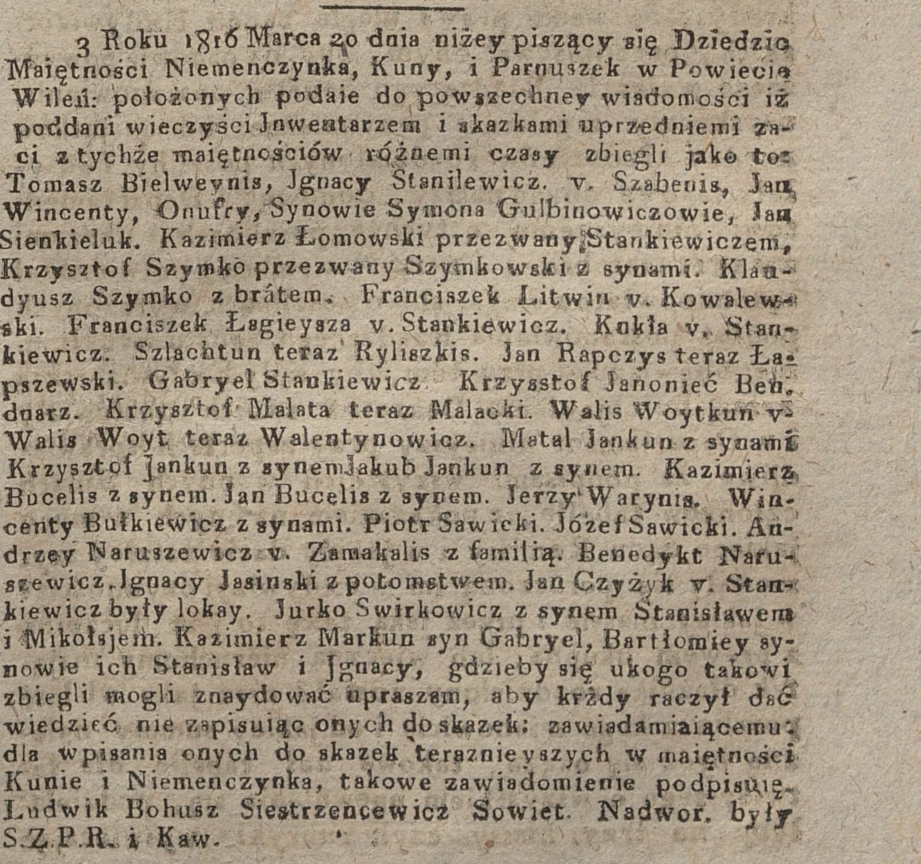 „Kuryer Litewski” 1816, nr 26, strona 6 (Polona)