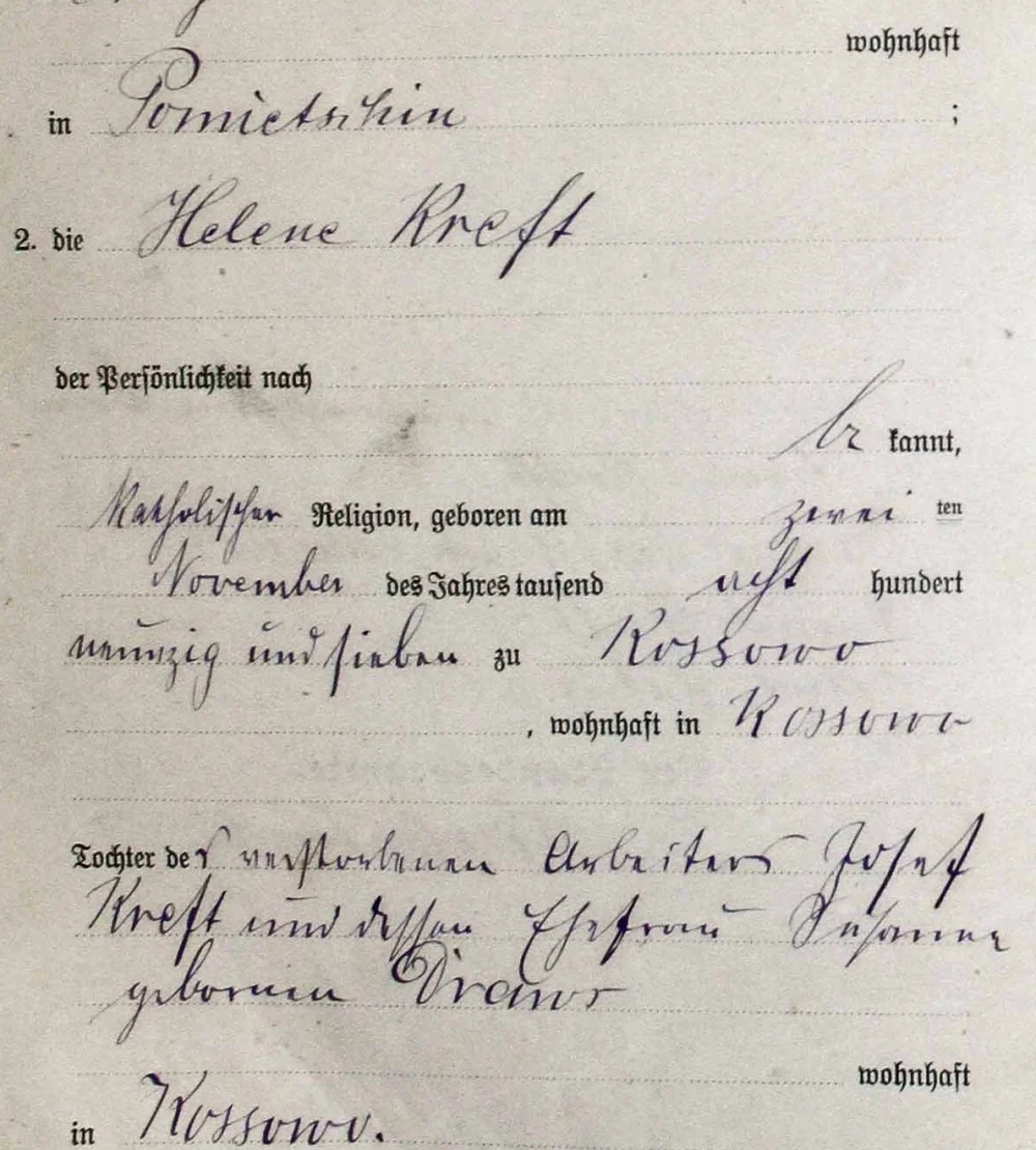 Akt małżeństwa, Urząd Stanu Cywilnego Seefeld (Przodkowo), 1919, nr 55 (Archiwum Państwowe w Gdańsku)