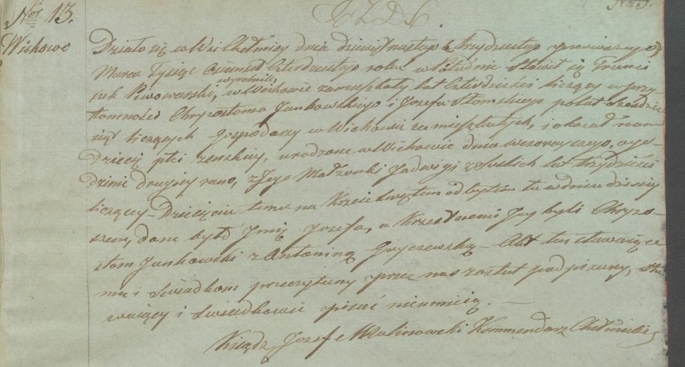 Akt chrztu Józefy Piwowarskiej, 1840
