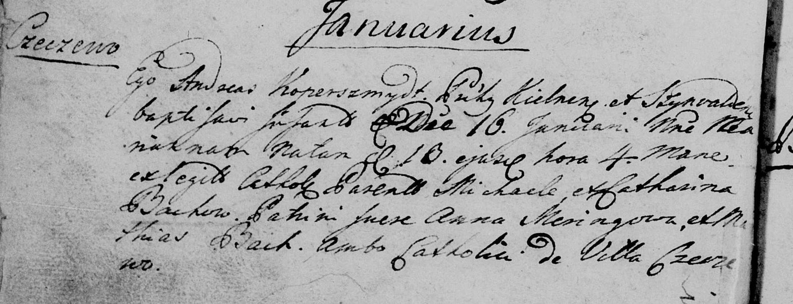 Wpis chrztu Marianny Bach, 1794