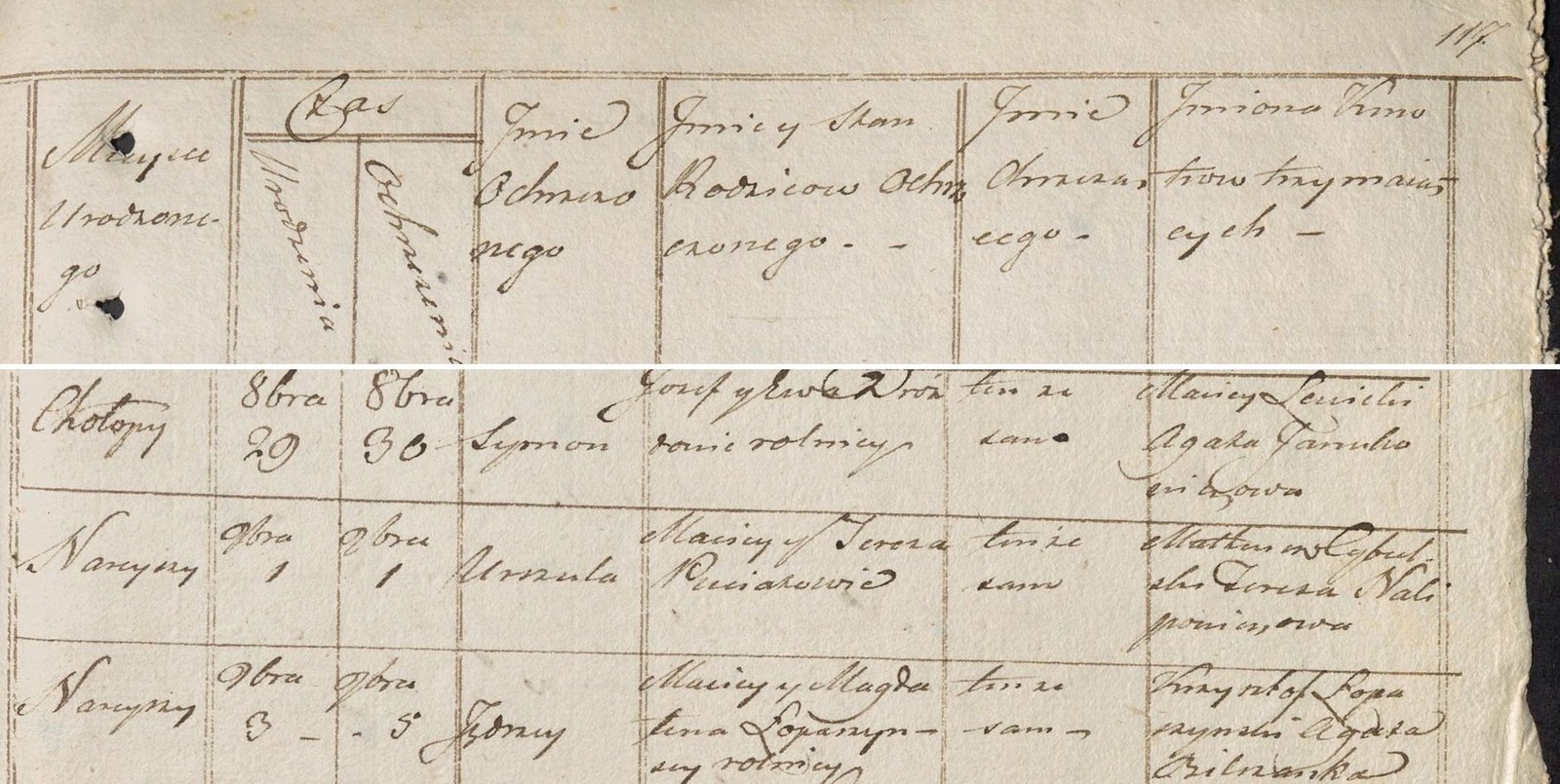 Wpis chrztu Urszuli Puciatówny, 1822