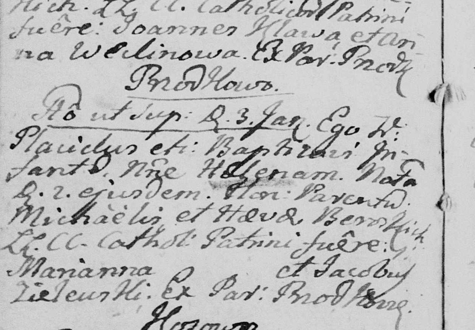 Chrzest Heleny Berowskiej, 1802