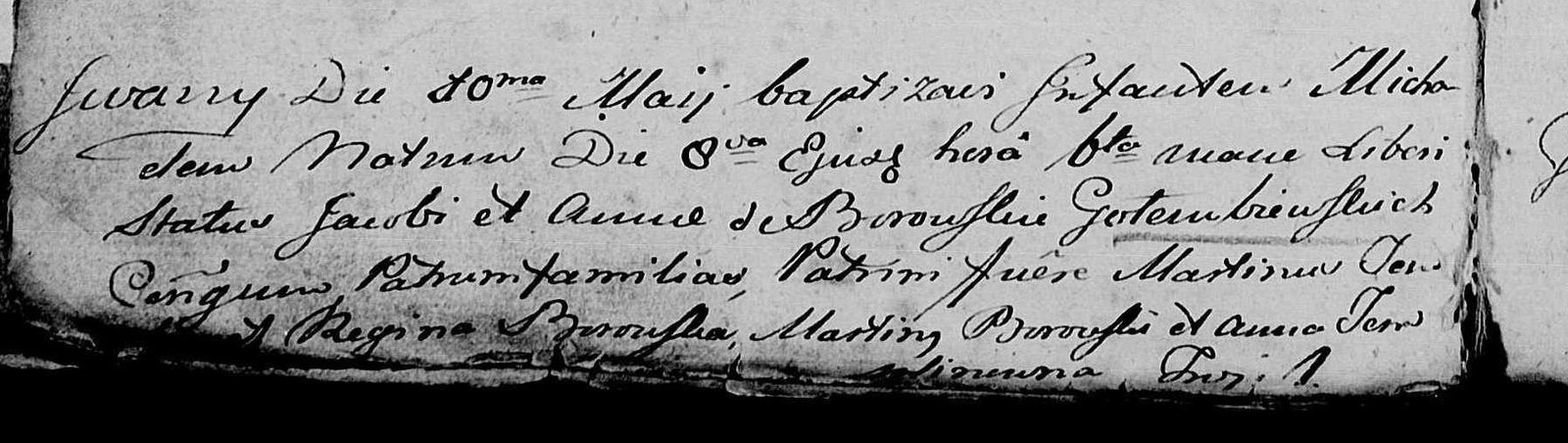 Wpis chrztu Michała Gołembiewskiego, 1803
