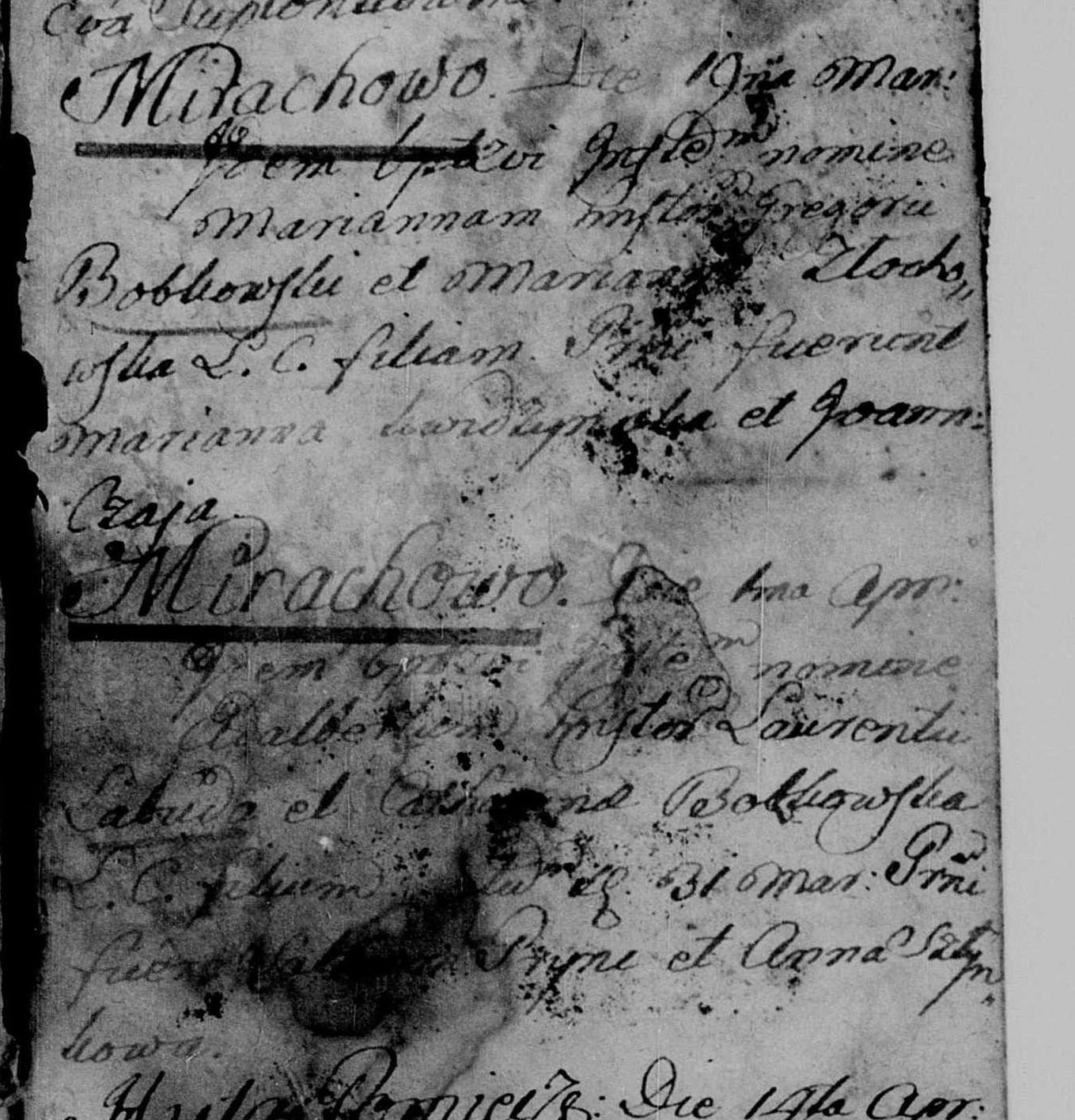 Chrzest Marianny Bobkowskiej, 1782