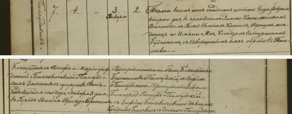 Jan, chrzest 2 lutego 1876 roku w Wilnie